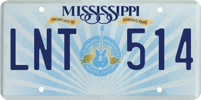 MS license plate LNT514