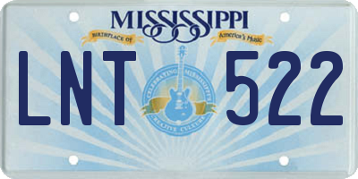 MS license plate LNT522