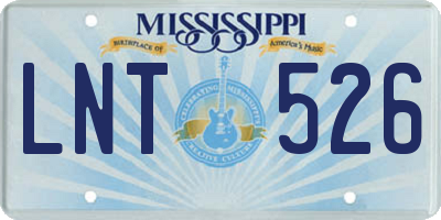 MS license plate LNT526