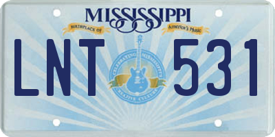 MS license plate LNT531