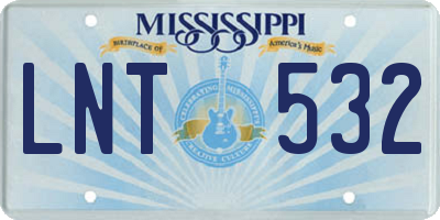 MS license plate LNT532