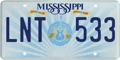 MS license plate LNT533