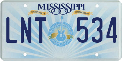MS license plate LNT534