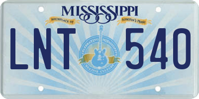 MS license plate LNT540