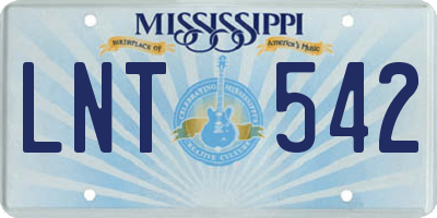 MS license plate LNT542