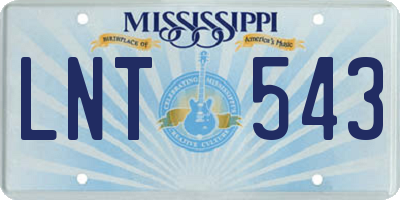MS license plate LNT543