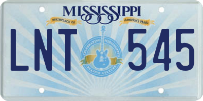 MS license plate LNT545