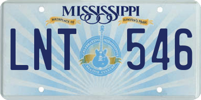 MS license plate LNT546