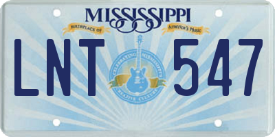 MS license plate LNT547