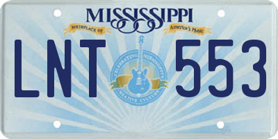 MS license plate LNT553