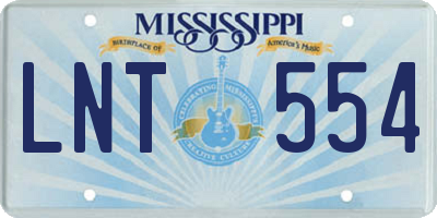 MS license plate LNT554