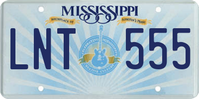 MS license plate LNT555