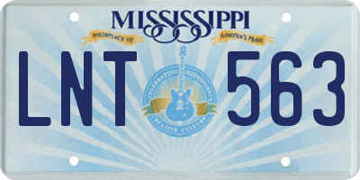 MS license plate LNT563