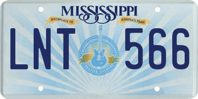 MS license plate LNT566
