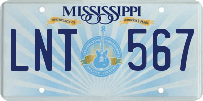MS license plate LNT567