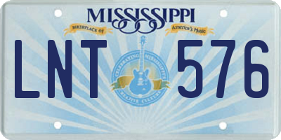 MS license plate LNT576