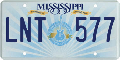 MS license plate LNT577