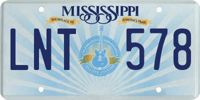 MS license plate LNT578
