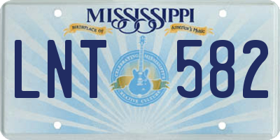 MS license plate LNT582