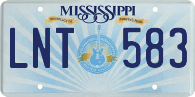 MS license plate LNT583