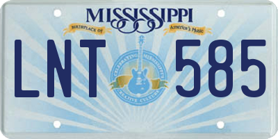 MS license plate LNT585