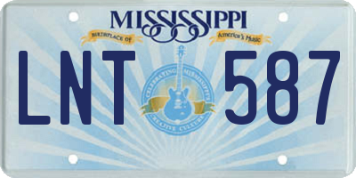 MS license plate LNT587