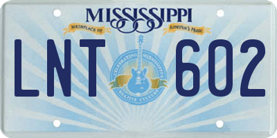 MS license plate LNT602
