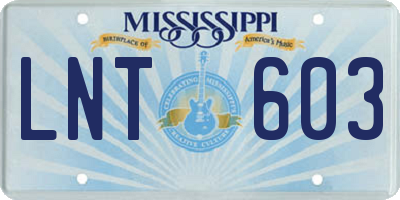 MS license plate LNT603