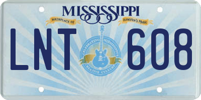 MS license plate LNT608