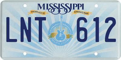 MS license plate LNT612
