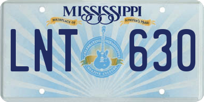 MS license plate LNT630