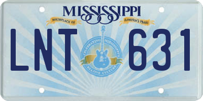 MS license plate LNT631