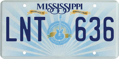 MS license plate LNT636