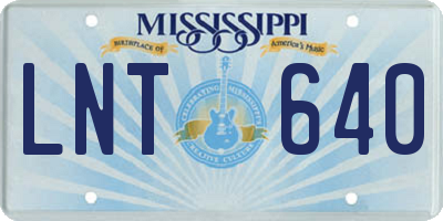 MS license plate LNT640