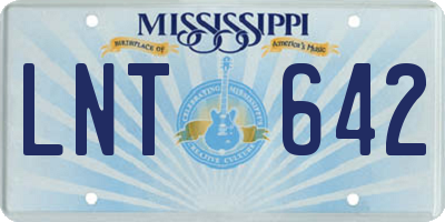 MS license plate LNT642