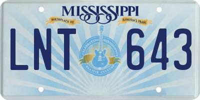 MS license plate LNT643