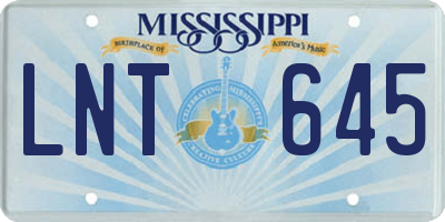 MS license plate LNT645