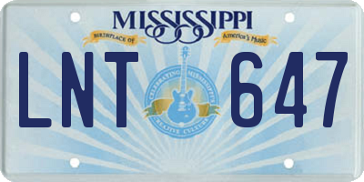 MS license plate LNT647