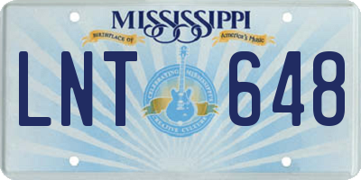 MS license plate LNT648