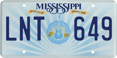 MS license plate LNT649