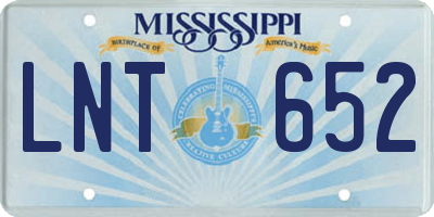 MS license plate LNT652