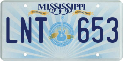 MS license plate LNT653