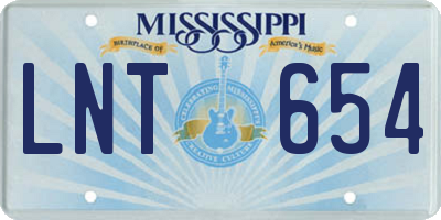 MS license plate LNT654