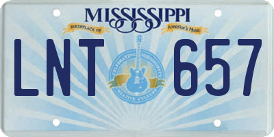 MS license plate LNT657