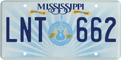 MS license plate LNT662