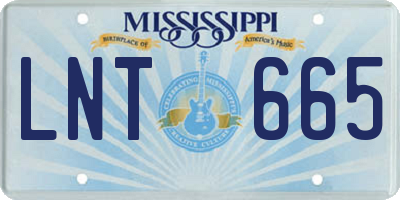 MS license plate LNT665