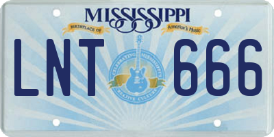 MS license plate LNT666