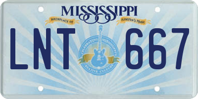 MS license plate LNT667