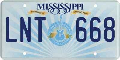 MS license plate LNT668