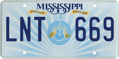 MS license plate LNT669
